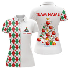 Load image into Gallery viewer, Christmas Tree Bowling Shirts For Women custom red, white, green argyle pattern Bowling Team Jerseys NQS9061