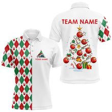 Load image into Gallery viewer, Christmas Tree Bowling Shirts For Men custom red, white, green argyle pattern Bowling Team Jerseys NQS9061