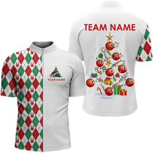 Load image into Gallery viewer, Christmas Tree Bowling Shirts For Men custom red, white, green argyle pattern Bowling Team Jerseys NQS9061