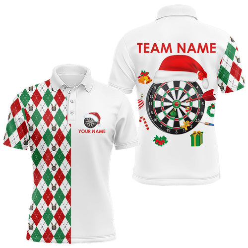 Dart Polo, Quarter Zip Shirts For Men custom red, white, green argyle pattern Christmas dart shirt NQS9062