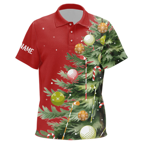 Red Kid golf polo shirts custom Christmas tree golf shirt for Kid, Christmas golf gifts NQS9072