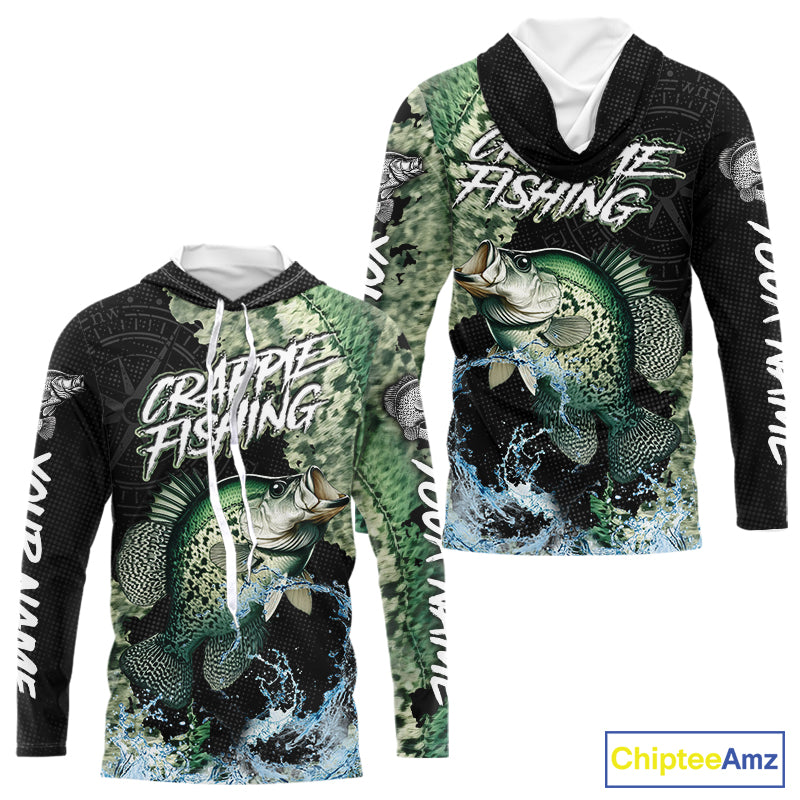 Personalized Crappie Fishing green scales compass fishing shirts Custom tournament fishing jerseys NQS11154