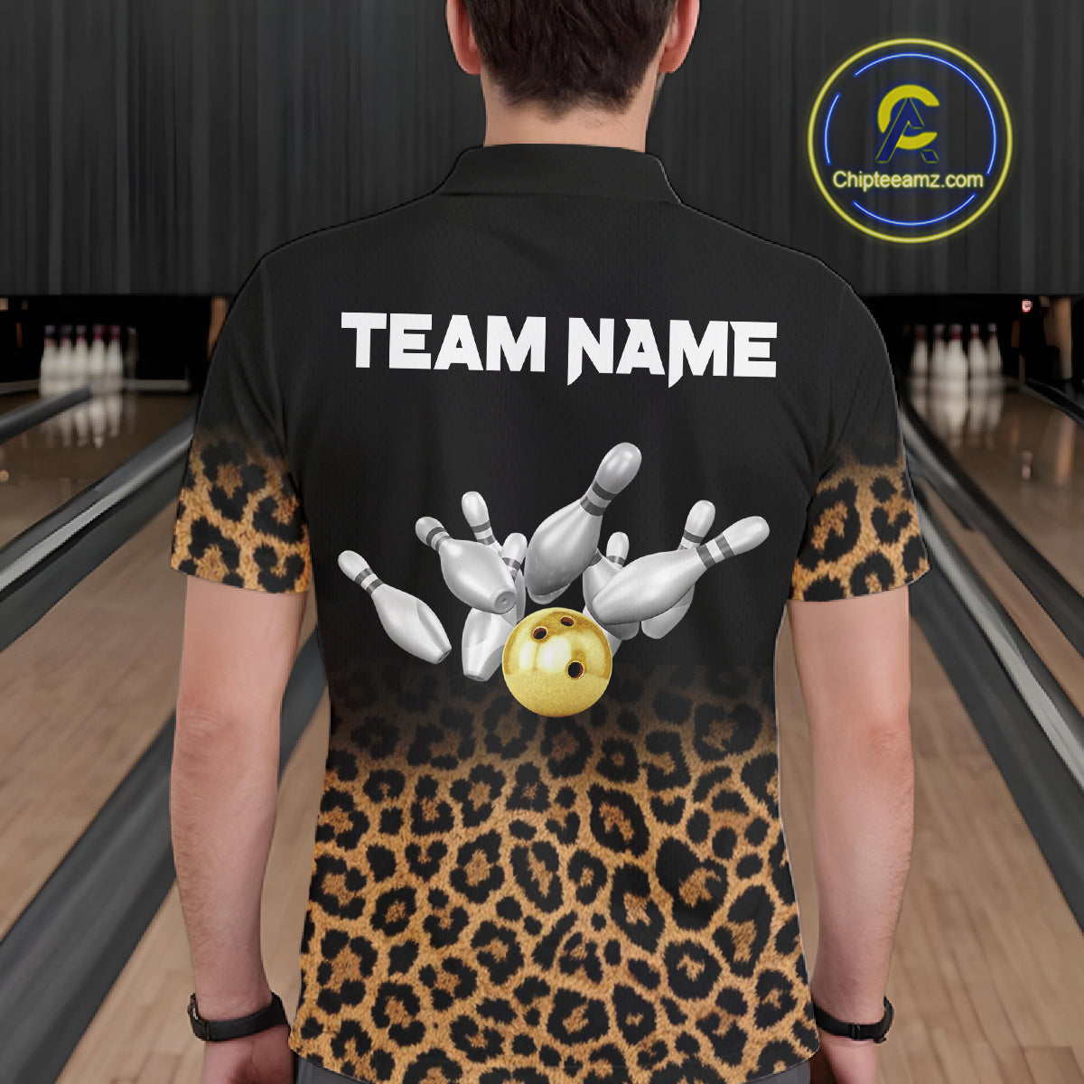Custom Leopard Bowling Polo, Quarter Zip Jerseys for Men, Personalized Leopard Bowling Team shirts NQS11570