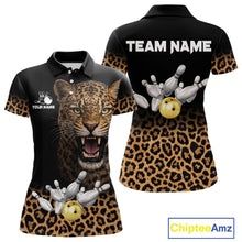 Load image into Gallery viewer, Custom Leopard Bowling Polo, Quarter Zip Jerseys for Women, Personalized Leopard Bowling Team shirts NQS11570
