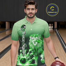 Load image into Gallery viewer, Green Lightning Lion Bowling Polo, Quarter Zip Shirts for Men Custom Lion Bowling Team jerseys NQS11568