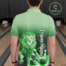 Load image into Gallery viewer, Green Lightning Lion Bowling Polo, Quarter Zip Shirts for Men Custom Lion Bowling Team jerseys NQS11568