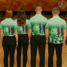 Load image into Gallery viewer, Green Lightning Lion Bowling Polo, Quarter Zip Shirts for Men Custom Lion Bowling Team jerseys NQS11568