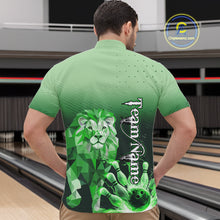 Load image into Gallery viewer, Green Lightning Lion Bowling Polo, Quarter Zip Shirts for Men Custom Lion Bowling Team jerseys NQS11568