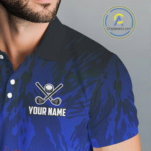 Load image into Gallery viewer, Funny Flamingo Blue camo flame golf ball Mens Golf Polo Shirts Custom Flamingo Golf attire for men NQS9800