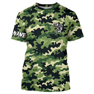 Bass fishing green camouflage Custom bass fishing Shirts jerseys - personalized camo fishing apparel NQS7568