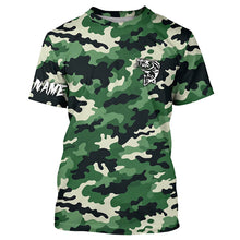 Load image into Gallery viewer, Green camouflage Bass fishing Custom bass fishing Shirts jerseys - personalized camo fishing apparel NQS7569