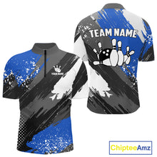 Load image into Gallery viewer, Blue Grunge pattern Bowling Team Shirt For Men Custom Bowling jersey Uniform Bowler Outfits NQS10041