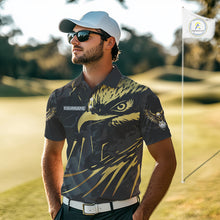 Load image into Gallery viewer, Black and Gold Eagle golf polo shirts for men custom men&#39;s golf team shirts, personalized golf gifts NQS10208