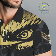 Load image into Gallery viewer, Black and Gold Eagle golf polo shirts for men custom men&#39;s golf team shirts, personalized golf gifts NQS10208