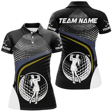Load image into Gallery viewer, Black and White Golf ball custom Womens golf polo shirts, golf attire for ladies NQS8173