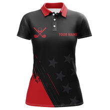 Load image into Gallery viewer, Red and Black stars matching golf shirts for couples custom couple golf tops, unique golf gifts NQS8391