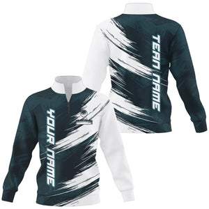 Teal Blue and White Golf camo Quarter zip golf sweatshirt custom golf sweater outfit for team NQS8595