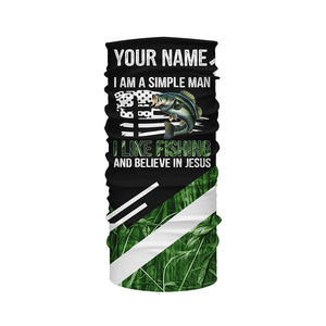 Bass fishing green camo I am a simple man I like fishing and believe in Jesus Custom fishing shirts NQS4245