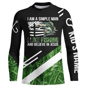 Bass fishing green camo I am a simple man I like fishing and believe in Jesus Custom fishing shirts NQS4245