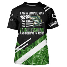 Load image into Gallery viewer, Bass fishing green camo I am a simple man I like fishing and believe in Jesus Custom fishing shirts NQS4245