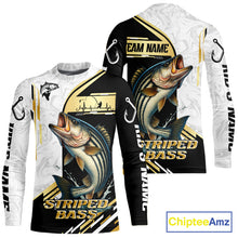 Load image into Gallery viewer, Personalized Striped Bass fishing shirts Custom sun protection striper fishing team jerseys | Gold NQS11159