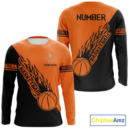 Black and Orange Flame Basketball shirts custom name and number Basketball team jerseys NQS11365