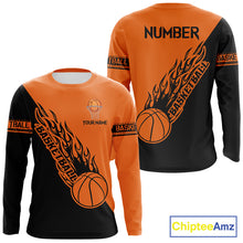 Load image into Gallery viewer, Black and Orange Flame Basketball shirts custom name and number Basketball team jerseys NQS11365