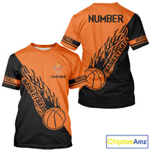 Load image into Gallery viewer, Black and Orange Flame Basketball shirts custom name and number Basketball team jerseys NQS11365