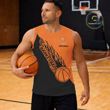 Load image into Gallery viewer, Black and Orange Flame Basketball shirts custom name and number Basketball team jerseys NQS11365