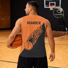 Load image into Gallery viewer, Black and Orange Flame Basketball shirts custom name and number Basketball team jerseys NQS11365