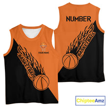 Load image into Gallery viewer, Black and Orange Flame Basketball shirts custom name and number Basketball team jerseys NQS11365
