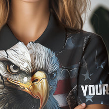 Load image into Gallery viewer, Personalized Eagle American flag Golf Polo Team Shirts For Women Custom Patriotic Ladies Golf attire NQS9620