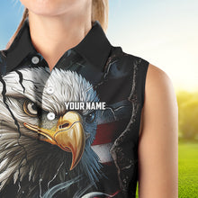 Load image into Gallery viewer, Personalized Eagle American flag Golf Sleeveless Polo Shirts For Women Custom Patriotic Golf attire NQS9620