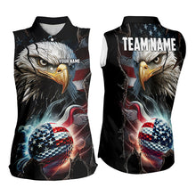 Load image into Gallery viewer, Personalized Eagle American flag Golf Sleeveless Polo Shirts For Women Custom Patriotic Golf attire NQS9620