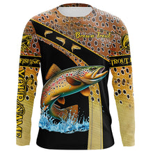 Load image into Gallery viewer, Brown trout fishing scales UV protection Custom long sleeve fishing shirts, trout fishing jerseys NQS5087