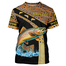 Load image into Gallery viewer, Brown trout fishing scales UV protection Custom long sleeve fishing shirts, trout fishing jerseys NQS5087