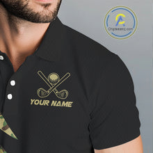 Load image into Gallery viewer, Mens Golf polo shirts flame golf ball Custom green camo Golf attire For Mens, personalized golf gifts NQS10052