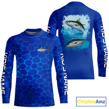 Load image into Gallery viewer, Blue Sea Camo Tuna fishing shirts custom name saltwater Tuna fishing sun protection fishing apparel NQS10054