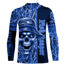 Load image into Gallery viewer, Fish reaper fishing blue camo UV protection custom fishing shirts, fishing shirts NQS2444