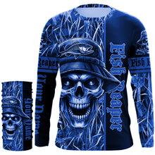 Load image into Gallery viewer, Fish reaper fishing blue camo UV protection custom fishing shirts, fishing shirts NQS2444