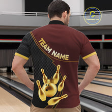 Load image into Gallery viewer, Red and Gold Bowling shirts for men Custom Team Bowling Polo, 1/4 zip Shirt bowlers Outfit NQS10973