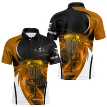 Load image into Gallery viewer, Mens disc golf polo shirt custom disc golf basket, personalized disc golf gifts | Orange NQS9090