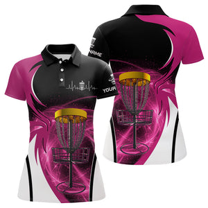 Womens disc golf polo shirt custom disc golf basket, personalized disc golf gifts | Pink NQS9091