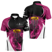 Load image into Gallery viewer, Mens disc golf polo shirt custom disc golf basket, personalized disc golf gifts | Pink NQS9091