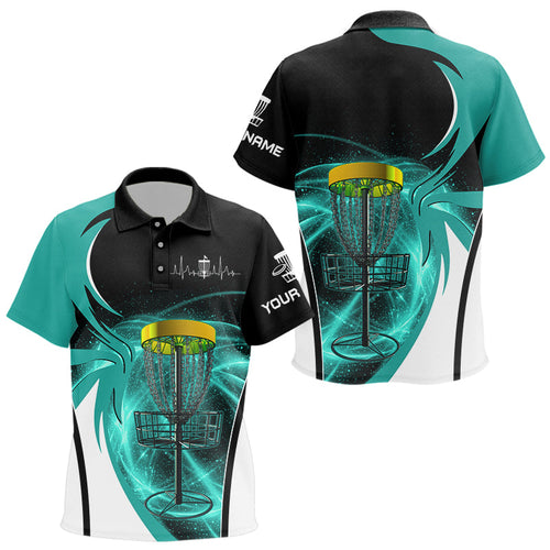 Kid disc golf polos shirt custom disc golf basket, personalized disc golf gifts | Cyan Blue NQS9092