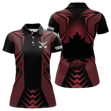 Load image into Gallery viewer, Black and Red Canadian Flag Womens Golf Polo Shirts Custom Patriotic Golf Gifts For Women NQS9096