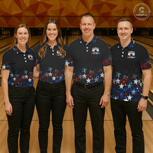 Load image into Gallery viewer, Personalized Red, White and Blue Stars Pattern Bowling Team Shirts For Women Patriotic Bowling Gifts NQS11169
