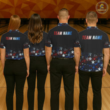 Load image into Gallery viewer, Personalized Red, White and Blue Stars Pattern Bowling Team Shirts For Women Patriotic Bowling Gifts NQS11169