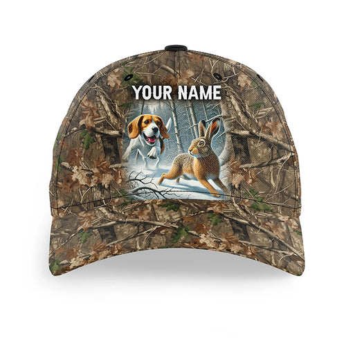 Rabbit hunting with Beagle 3D camo Custom hunting hat Unisex hunting Baseball hat NQS2739