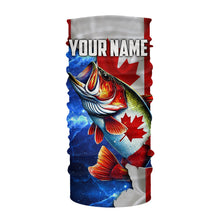 Load image into Gallery viewer, Bass Fishing Canadian Flag patriotic UV protection Custom name long sleeves shirt NQS9309